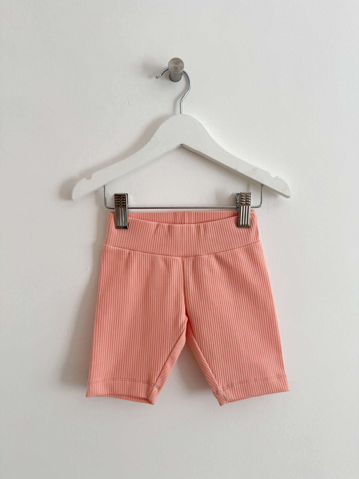 PEACH RIBBED CYCLING SHORTS