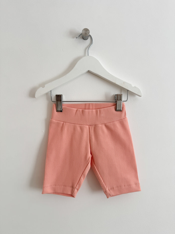 PEACH RIBBED CYCLING SHORTS