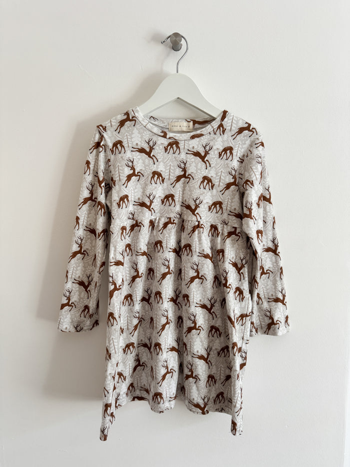 PRELOVED SNOWY REINDEER QUINNY DRESS 5-6 YEARS