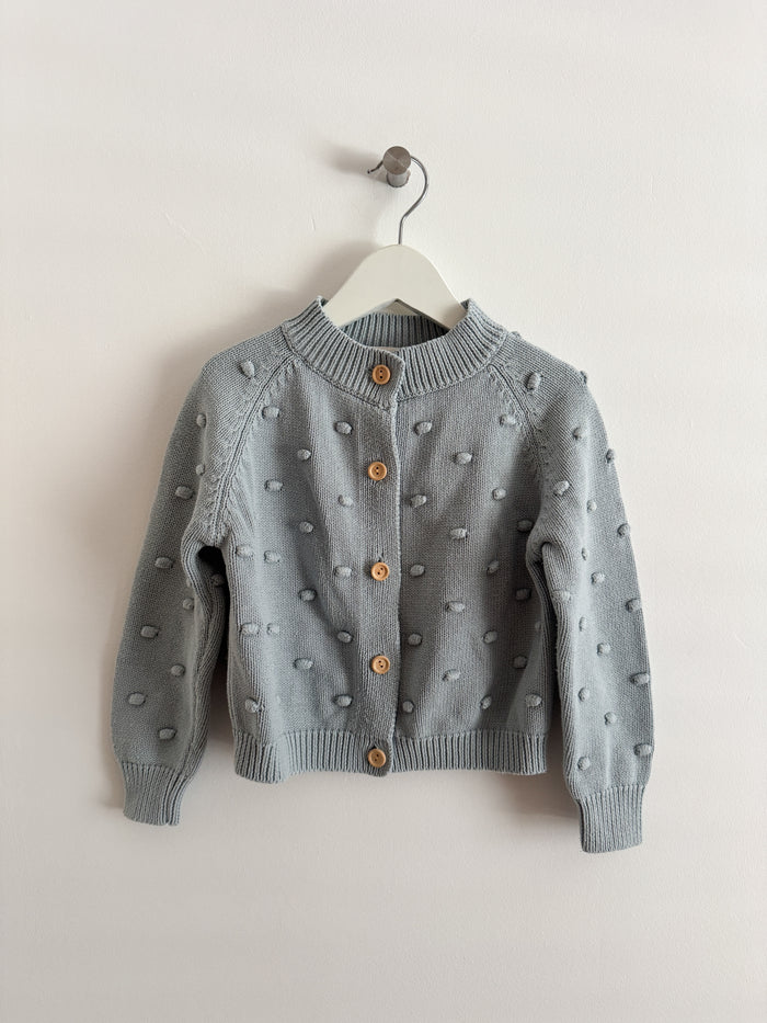 PRELOVED BLUE POPCORN CARDIGAN 3-4 YEARS