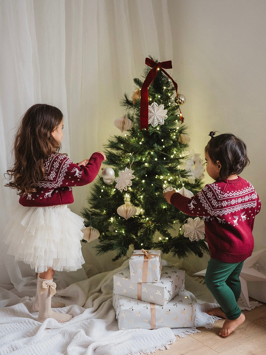 BURGUNDY FAIRISLE KNITTED JUMPER - KIDS