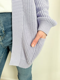 LADIES LILAC POCKET CARDIGAN