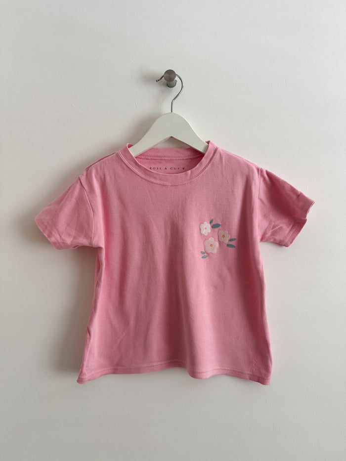 PRELOVED PINK FLORAL TSHIRT 4-5 YEARS