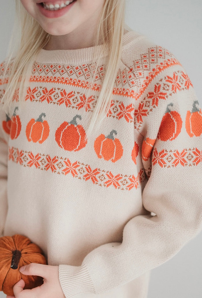 PUMPKIN FAIRISLE KNITTED JUMPER - KIDS