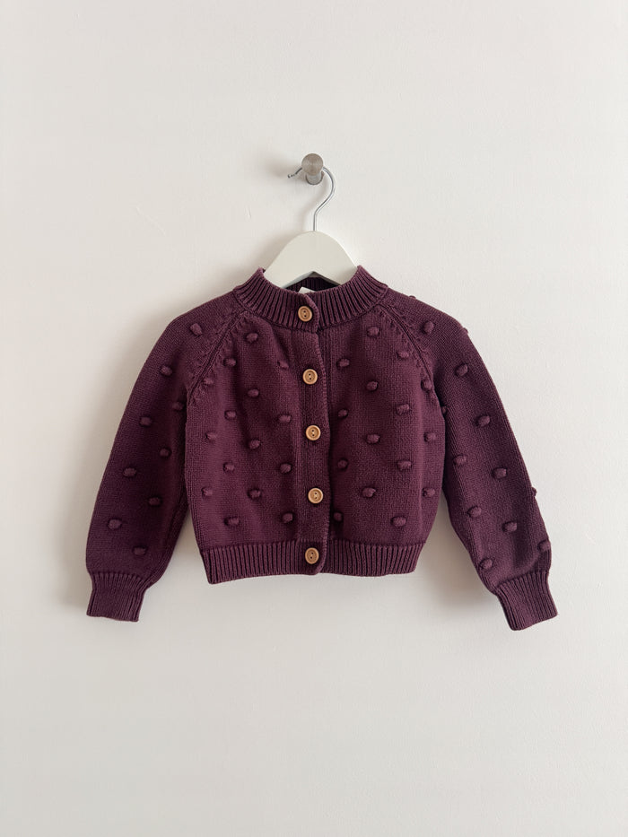 PRELOVED PLUM POPCORN CARDIGAN 1-2 YEARS