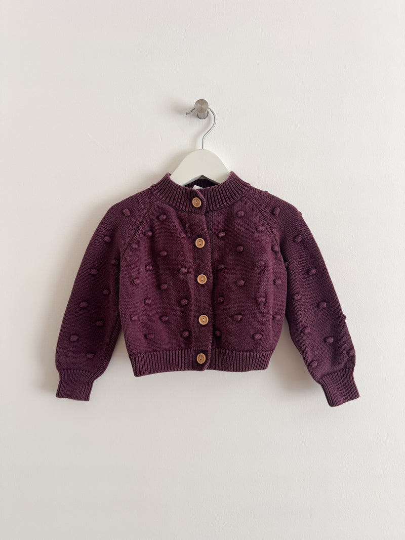 PRELOVED PLUM POPCORN CARDIGAN 1-2 YEARS