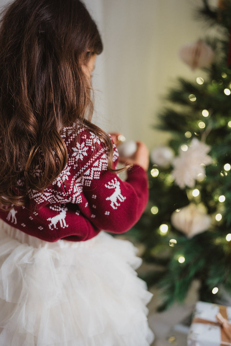 BURGUNDY FAIRISLE KNITTED JUMPER - KIDS