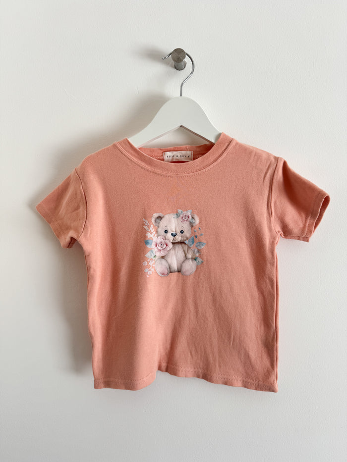 PRELOVED PEACH BEAR TSHIRT 2-3 YEARS