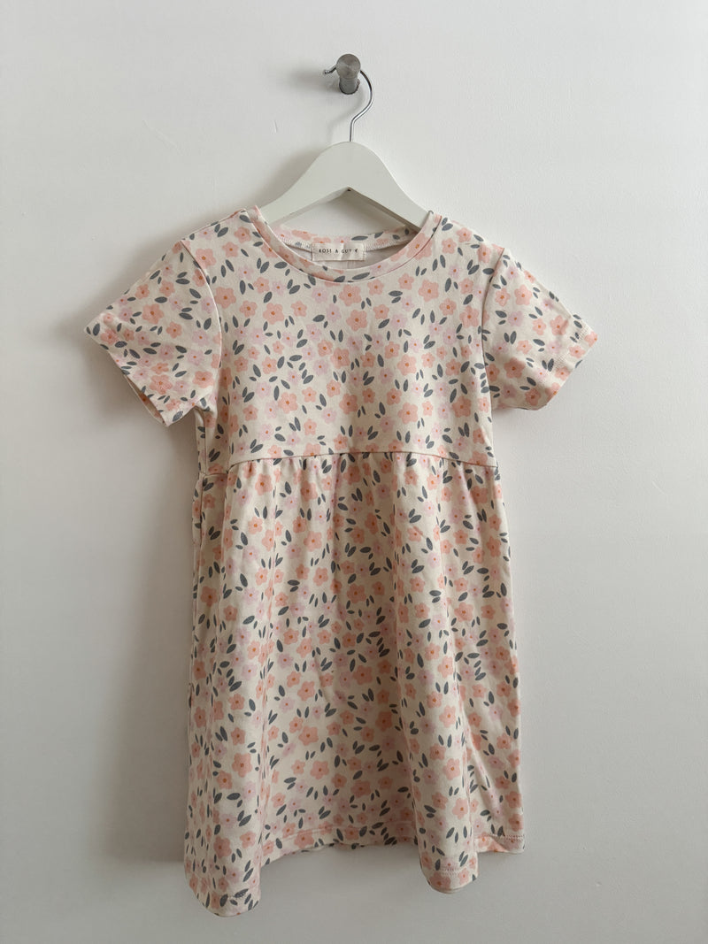PRELOVED PEACHY FLORAL QUINNY DRESS 4-5 YEARS