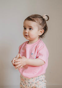 PINK FLORAL MOTIF T-SHIRT