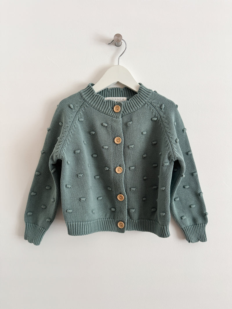 PRELOVED TEAL POPCORN CARDIGAN 2-3 YEARS