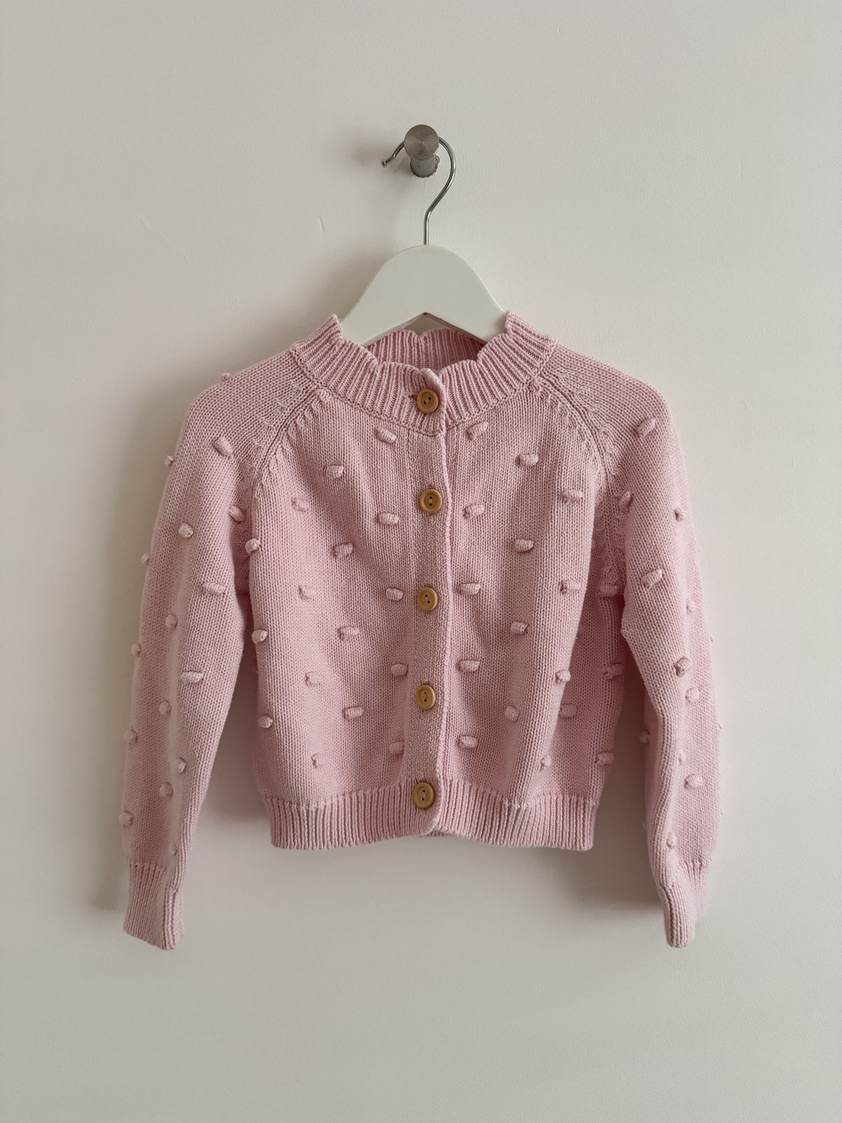 PRELOVED BABY PINK POPCORN CARDIGAN 1-2 YEARS