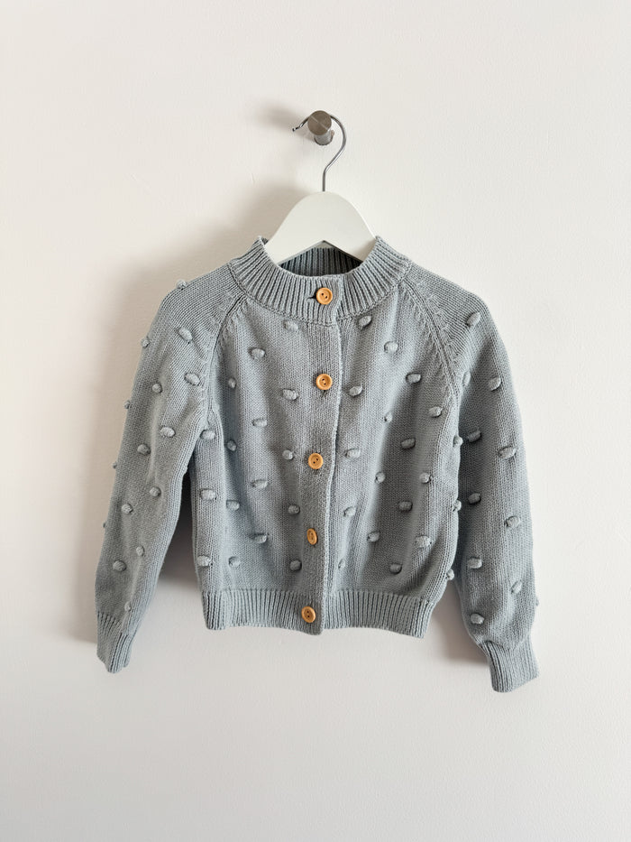 PRELOVED BLUE POPCORN CARDIGAN 2-3 YEARS