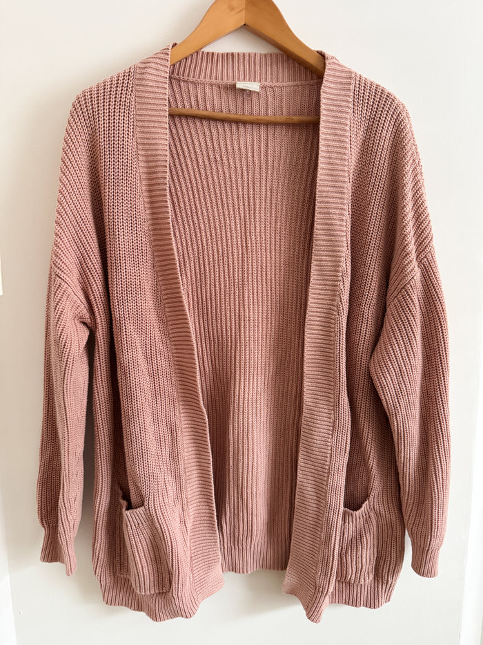 PRELOVED DUSTY PINK LADIES CARDIGAN SMALL
