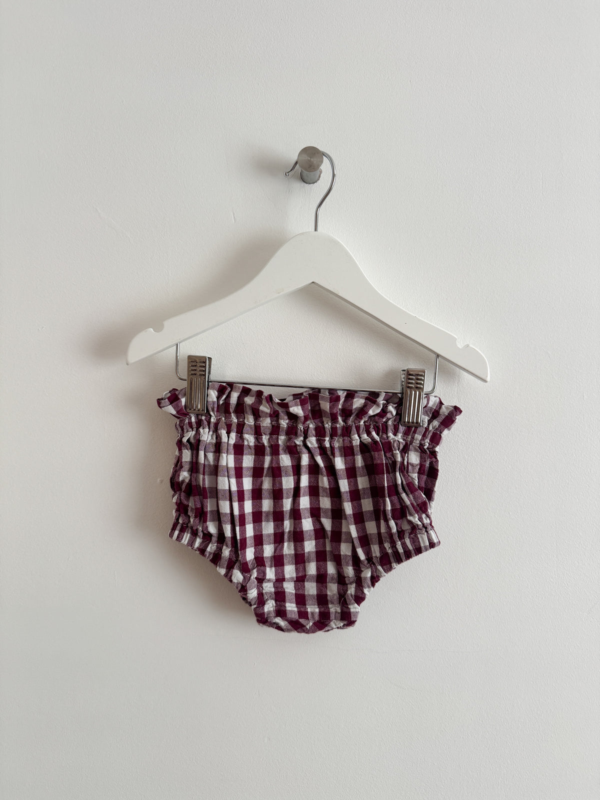 PRELOVED PLUM GINGHAM BLOOMERS 1-2 YEARS