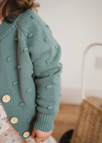 TEAL POPCORN CARDIGAN