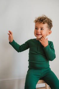 EMERALD RIBBED LONG SLEEVED TOP