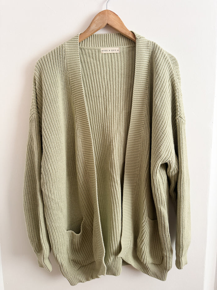 PRELOVED LADIES SAGE POCKET CARDIGAN S