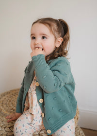 TEAL POPCORN CARDIGAN