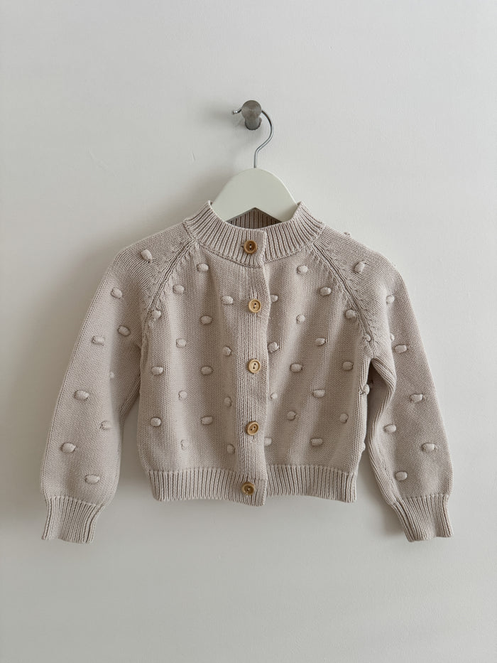 PRELOVED CREAM POPCORN CARDIGAN 1-2 YEARS