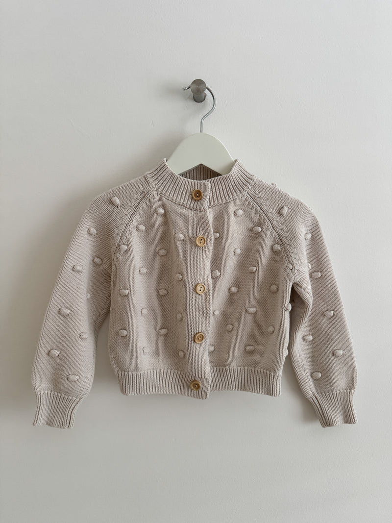 PRELOVED CREAM POPCORN CARDIGAN 1-2 YEARS
