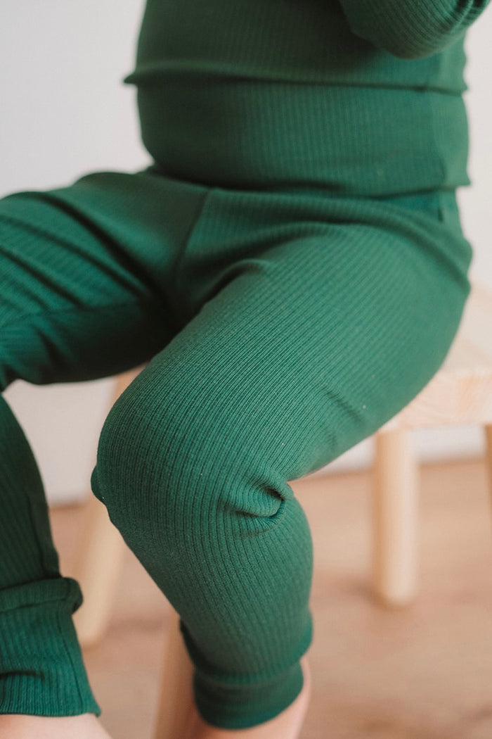 EMERALD RIBBED LEGGINGS