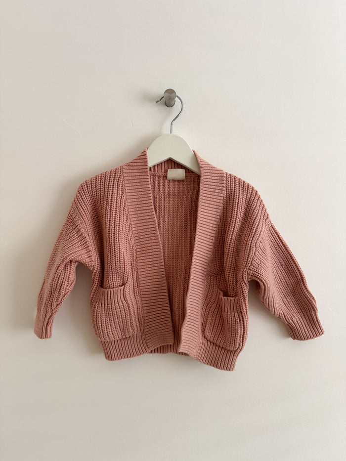PRELOVED PINK POCKET CARDIGAN 6-12M MONTHS
