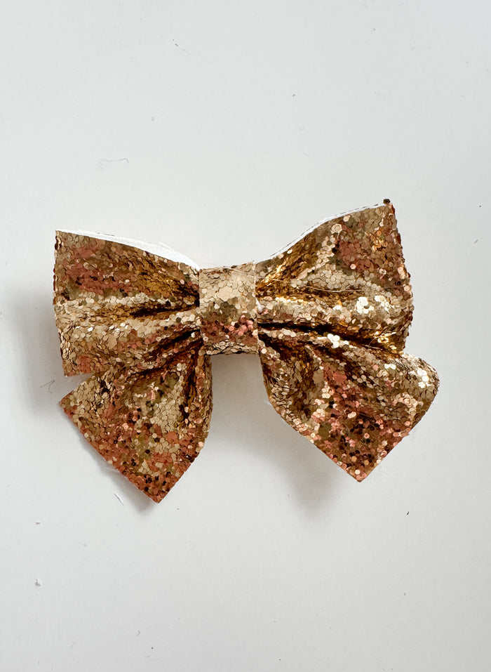 GOLD GLITTER BOW - SMALL