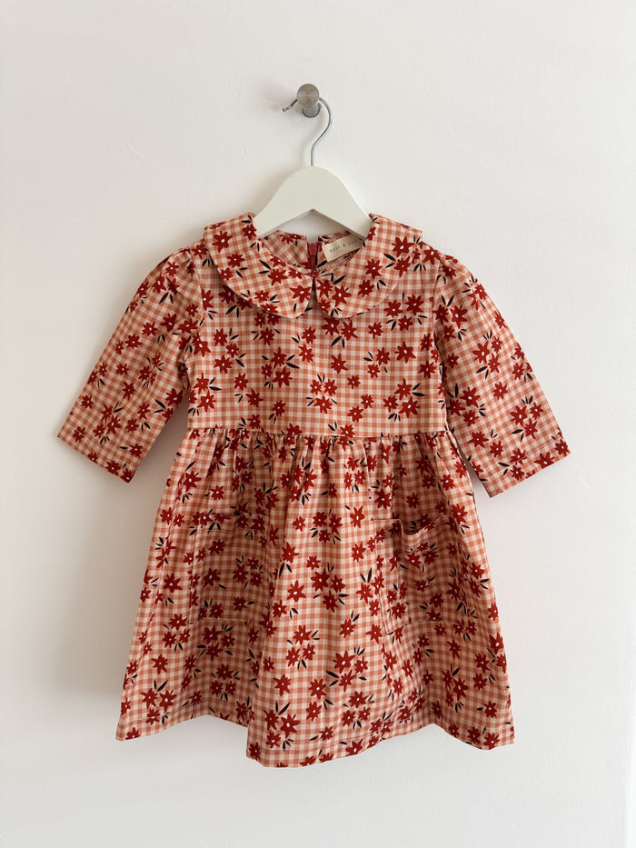 PRELOVED GINGHAM FLORAL DRESS 2-3 YEARS