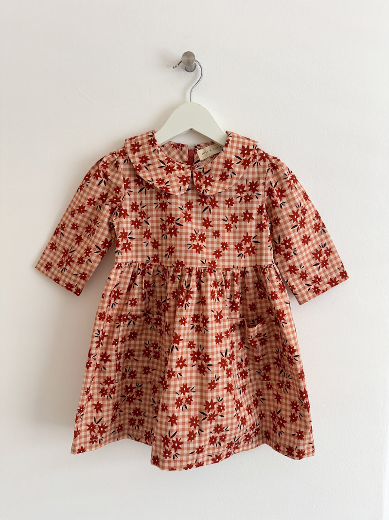 PRELOVED GINGHAM FLORAL DRESS 2-3 YEARS