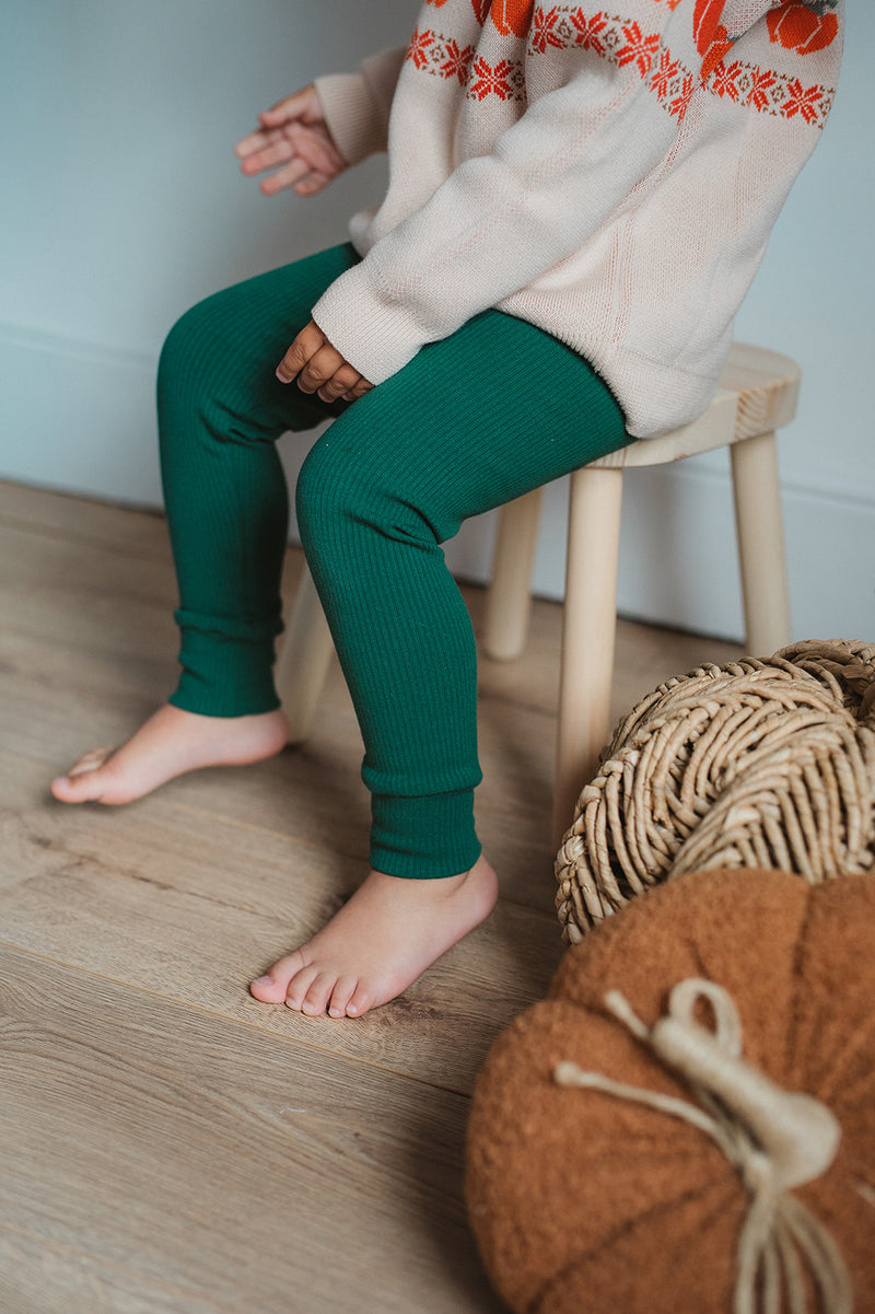 EMERALD RIBBED LEGGINGS