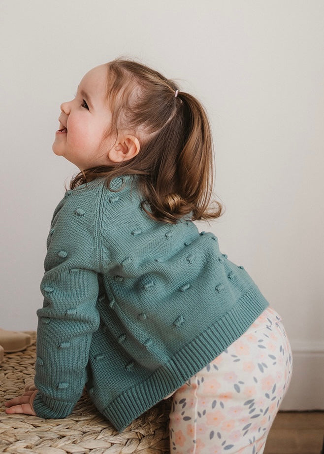 TEAL POPCORN CARDIGAN
