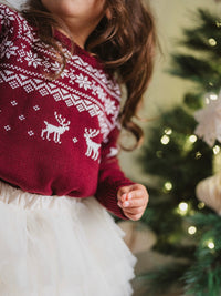 BURGUNDY FAIRISLE KNITTED JUMPER - KIDS