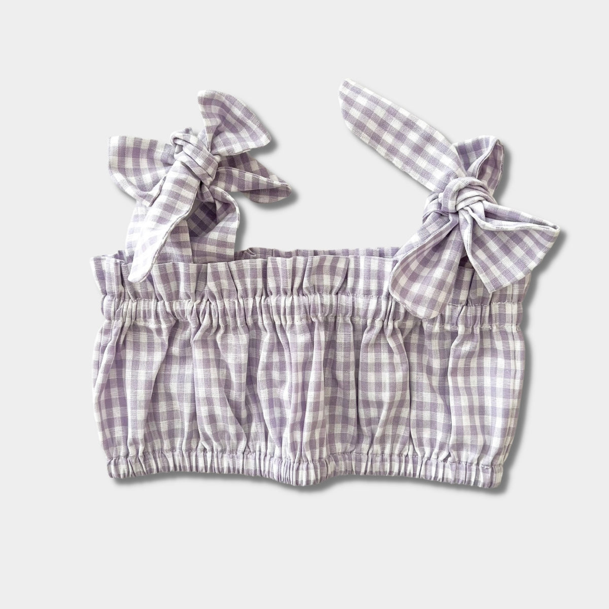 ISLA TIE TOP - LILAC GINGHAM